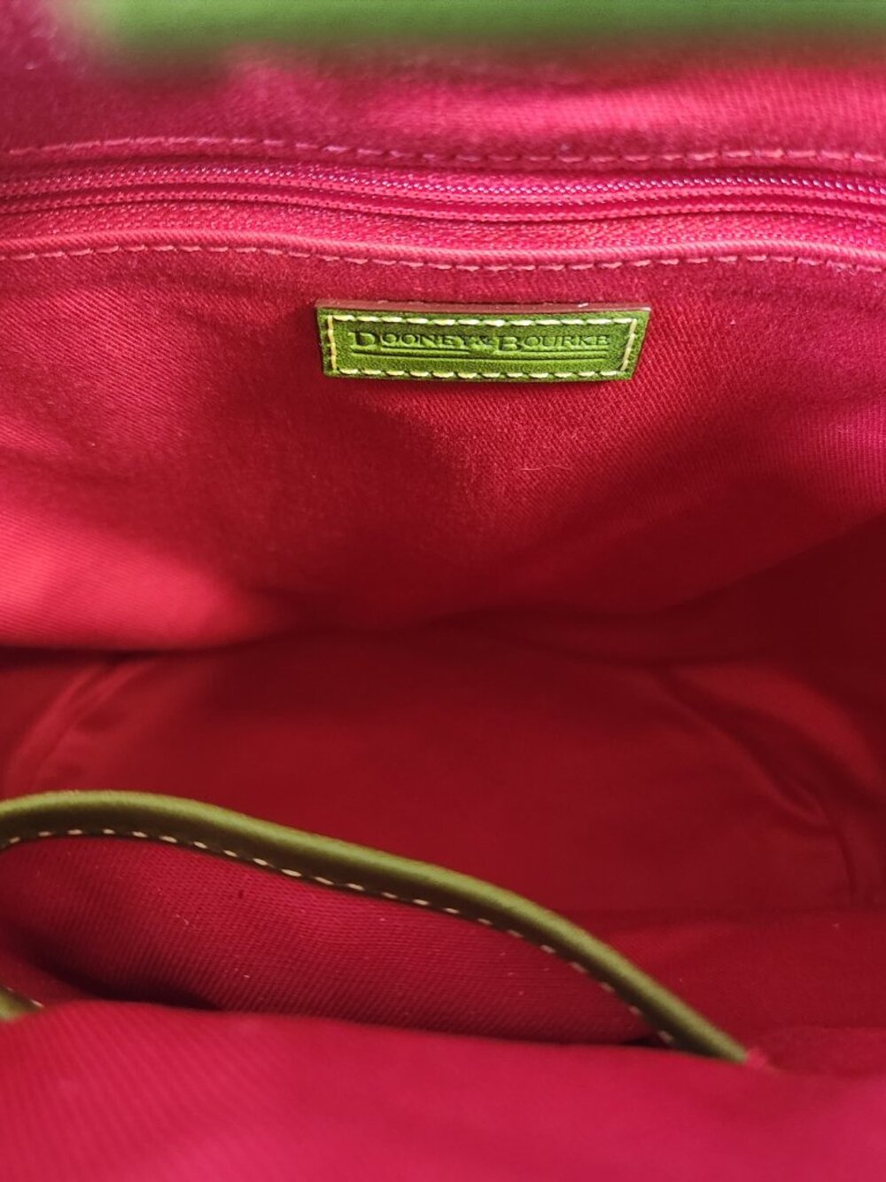 Dooney Bourke North South Bucket Bag Blue Denim Green Purse Handbag Shoulder Bag - Picture 7 of 16